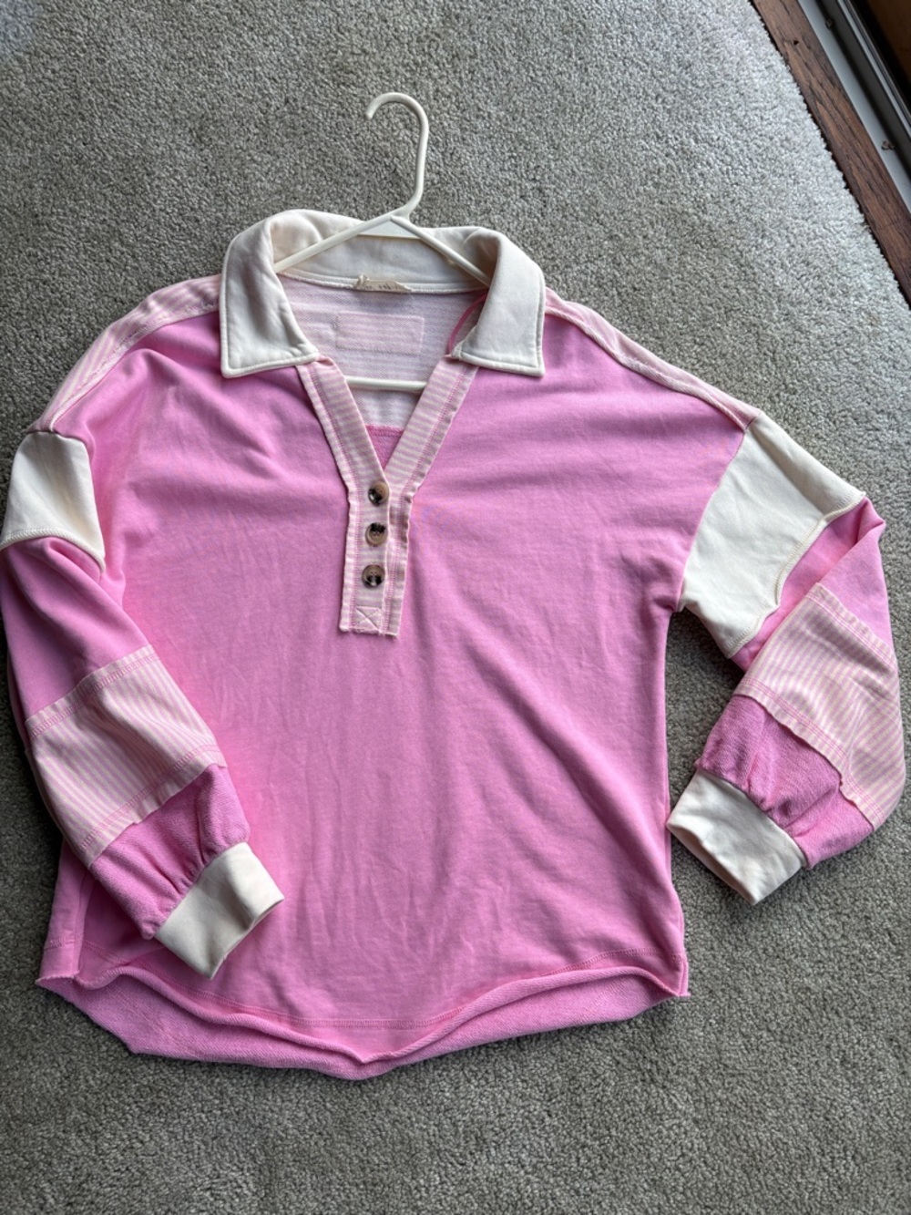 🪷VeryJ new in Pink Cream Colorblock Oversized Sweater, Women's M, EUC - Picture 4 of 5